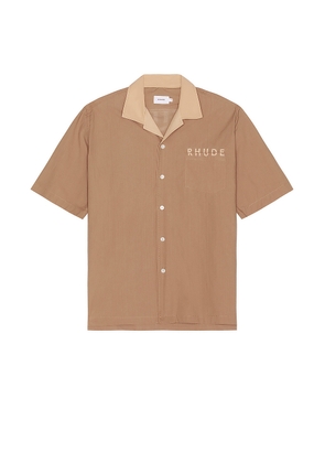 Rhude Mechanic Button Up Shirt in Tan & Brown - Brown. Size L (also in ).