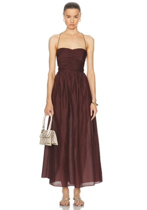 Matteau Gathered Lace Up Dress in Burgundy - Burgundy. Size 2 (also in ).