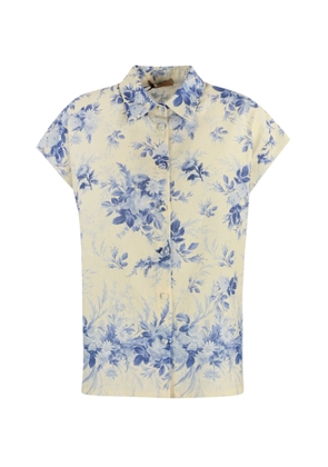 Twinset Floral Print Linen Blend Shirt