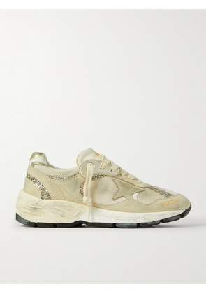 Golden Goose - Dad-star Distressed Glittered Suede, Mesh And Metallic Leather Sneakers - Neutrals - IT35,IT36,IT37,IT38,IT39,IT40,IT41,IT42
