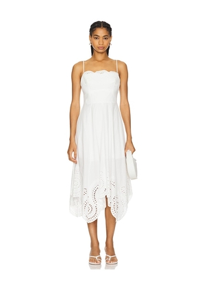 MILLY Camilla Poplin With Embroidery Dress in White. Size 2, 4, 6.