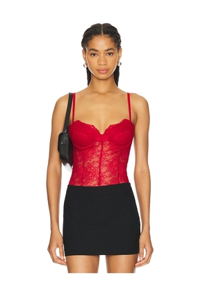 OW Collection Layce Bodysuit in Red. Size M, S, XS.