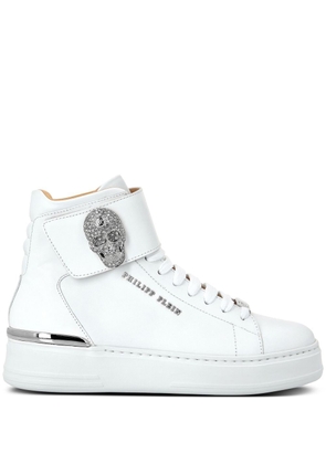 Philipp Plein crystal-skull high-top sneakers - White