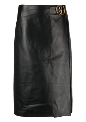 Bally logo-plaque leather skirt - Black