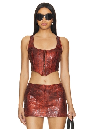 superdown Juno Faux Leather Top in Red. Size M, S, XL, XS, XXS.