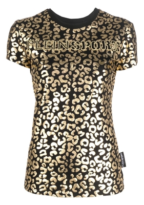 Plein Sport leopard-foil logo T-shirt - Black