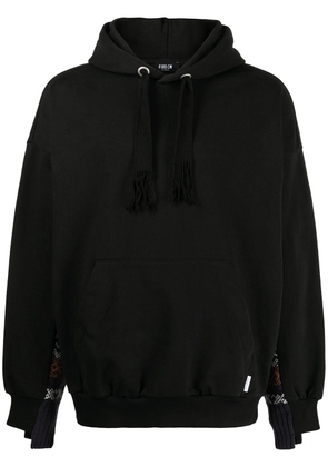 FIVE CM abstract pattern-trim long-sleeve hoodie - Black