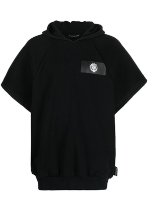 Plein Sport logo-print short-sleeved hoodie - Black