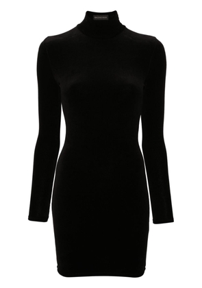 Balenciaga logo-appliqué velvet minidress - Black