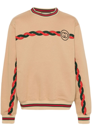 Gucci Interlocking-G Torchon cotton sweatshirt - Neutrals