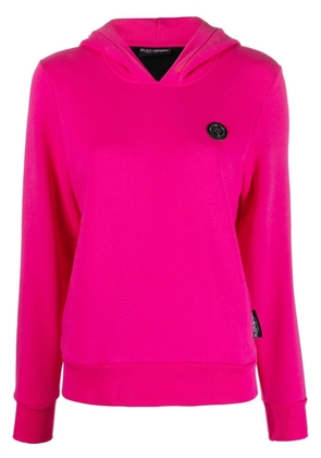 Plein Sport logo-print cotton hoodie - Pink