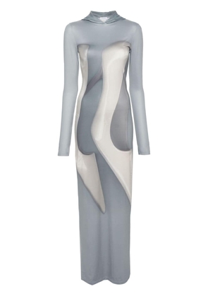 Acne Studios stiletto-print hooded maxi dress - Grey