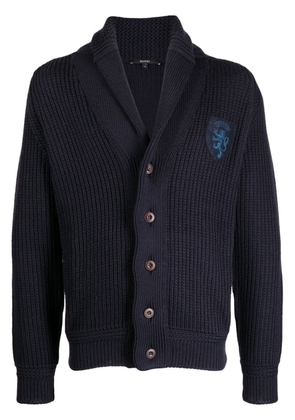 Gucci logo-patch ribbed-knit cardigan - Blue