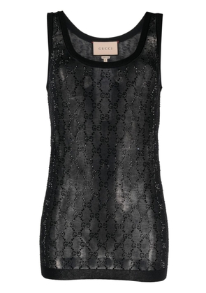 Gucci GG crystal-embellished knitted top - Black
