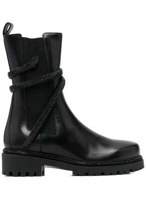 René Caovilla wrap-around leather boots - Black