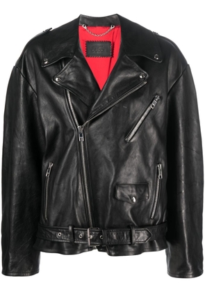 Gucci oversize biker leather jacket - Black