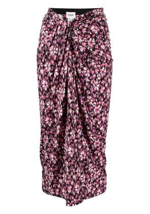MARANT ÉTOILE floral-print ruched crepe skirt - Pink