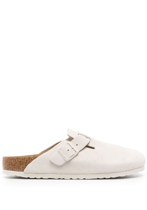 Birkenstock Boston round-neck leather slippers - White