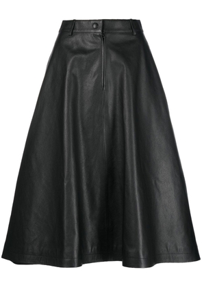 Balenciaga leather midi A-Line skirt - Black