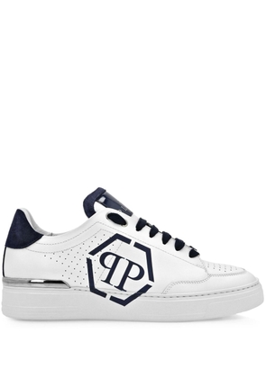 Philipp Plein Hexagon leather sneakers - White