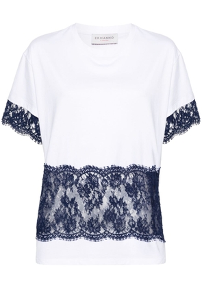 ERMANNO FIRENZE lace-detail cotton T-shirt - White