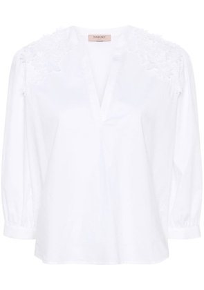TWINSET floral-appliqué blouse - White
