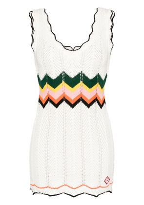 Casablanca chevron-knit mini dress - White