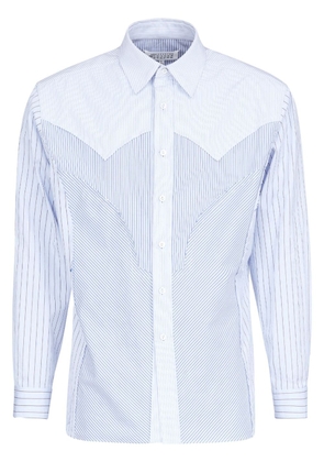 Maison Margiela panelled striped cotton shirt - Blue