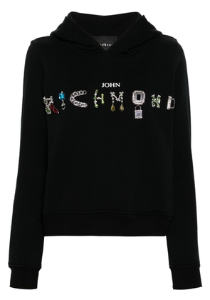 John Richmond rhinestoned cotton hoodie - Black
