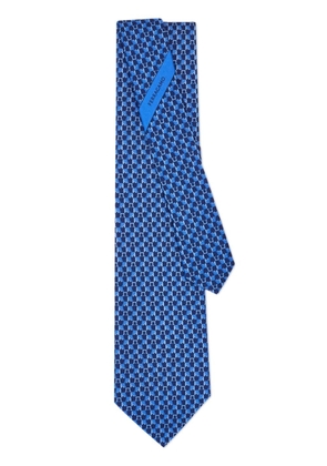 Ferragamo elephant-print silk tie - Blue