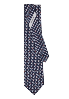 Ferragamo Terrier-print silk tie - Blue