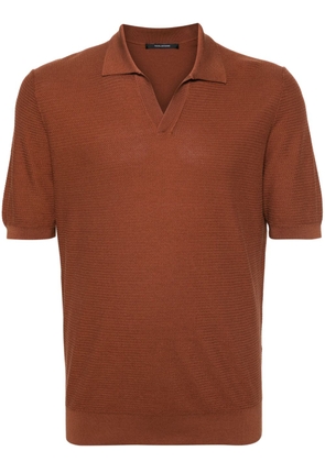 Tagliatore Paco split-neck polo shirt - Brown