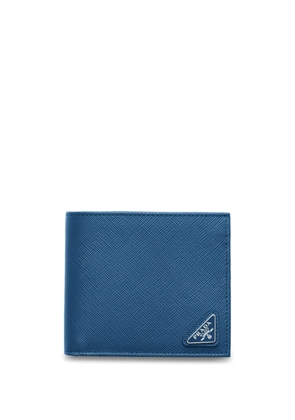 Prada triangle-logo leather wallet - Blue