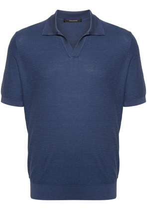 Tagliatore Paco split-neck polo shirt - Blue