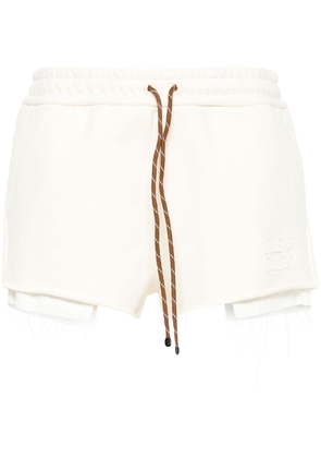 Miu Miu logo-patch cotton shorts - Neutrals