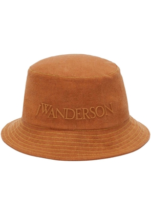 JW Anderson logo-embossed cotton bucket hat - Brown