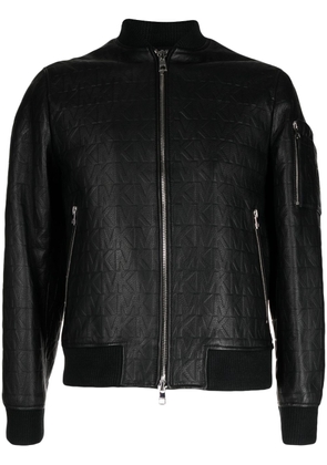 Michael Kors high-neck leather bomber jacket - Black