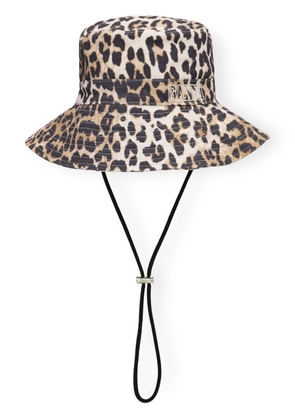GANNI leopard-print bucket hat - Neutrals
