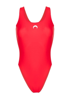 Marine Serre crescent moon-print swimsuit - Red