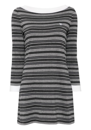 CHANEL Pre-Owned 2007 striped mini dress - Grey