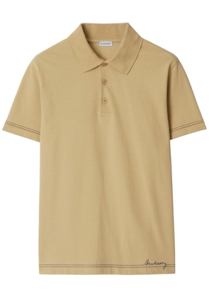Burberry logo-embroidered polo shirt - Neutrals