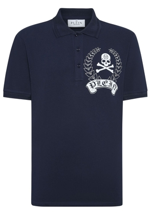 Philipp Plein graphic-print cotton polo shirt - Blue