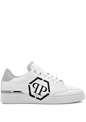 Philipp Plein Hexagon leather sneakers - White