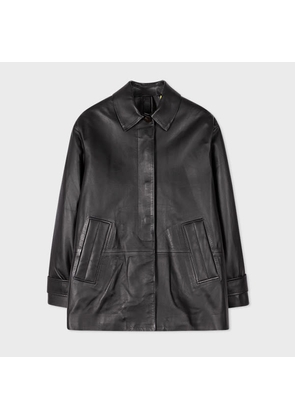 Paul Smith Women's Black Leather Swing Jacket With Button Back