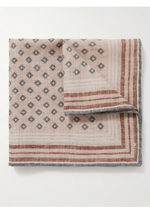 Brunello Cucinelli - Printed Wool-Twill Pocket Square - Men - Neutrals