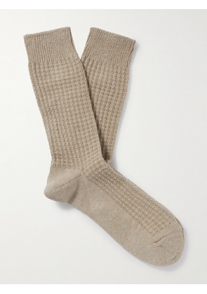 Mr P. - Waffle-Knit Cotton-Blend Socks - Men - Neutrals