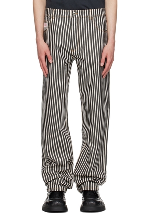 Bottega Veneta Navy & Off-White Striped Trousers
