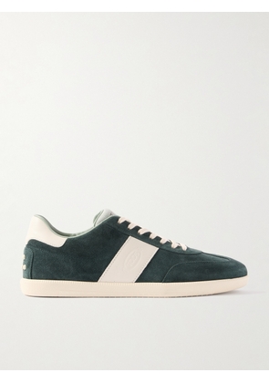 Tod's - Tabs Leather-Trimmed Suede Sneakers - Men - Green - UK 8