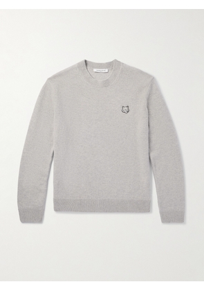 Maison Kitsuné - Bold Fox Head Logo-Embroidered Wool Sweater - Men - Gray - S