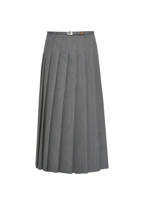 Prada Wool Belted Midi Skirt